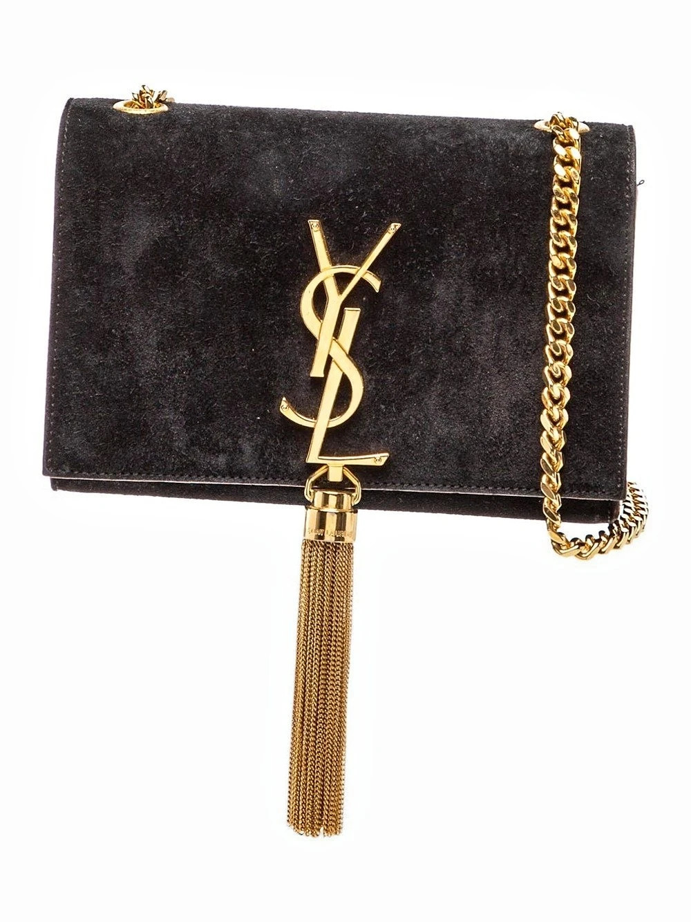 Saint Laurent Small Kate Tassel Chain Bag in Suede Black